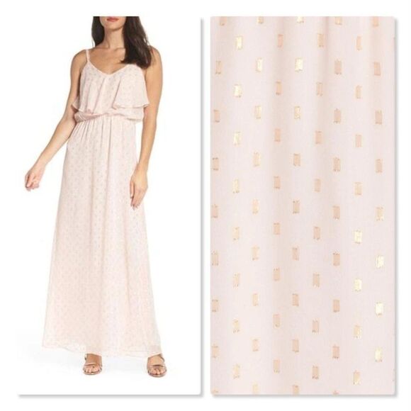 Charles Henry Popover Cami Maxi Dress size Medium in Pink/Gold - Picture 3 of 15